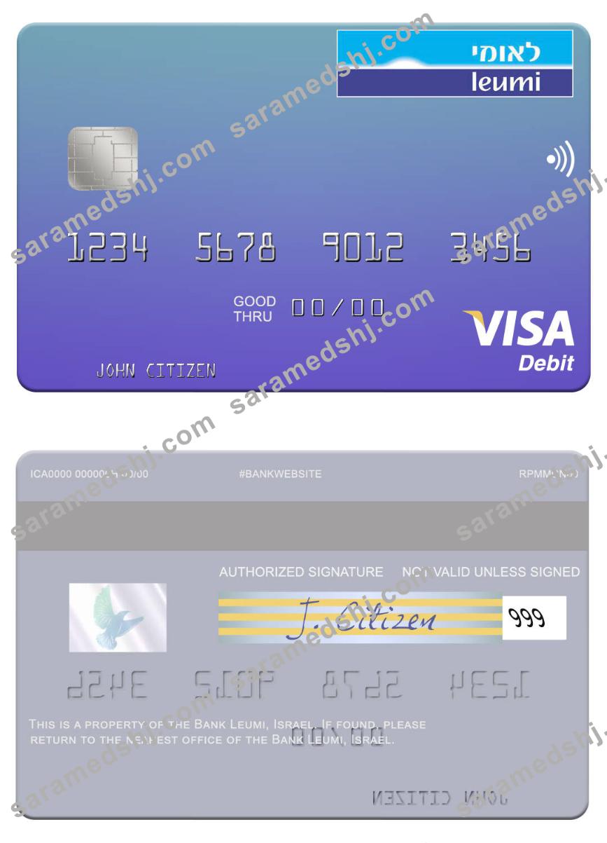 Israel Bank Leumi visa debit card